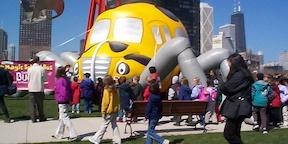 Inflatable school bus at marketing event