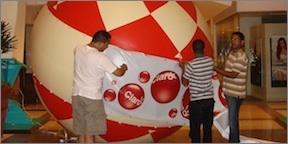 Holiday Inflatables Being Installed at Shopping Mall